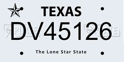DV45126 Texas License Plate