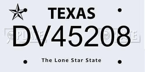 DV45208 Texas License Plate