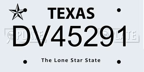 DV45291 Texas License Plate