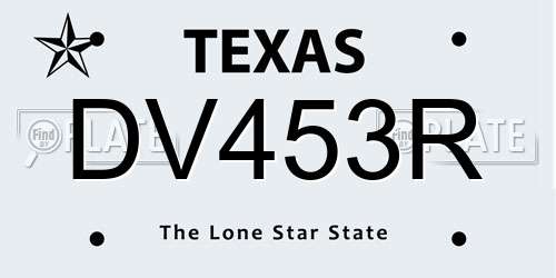 DV453R Texas License Plate