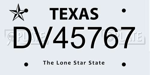 DV45767 Texas License Plate