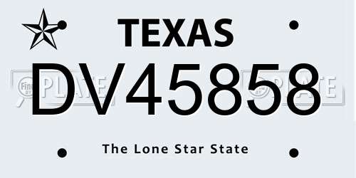 DV45858 Texas License Plate