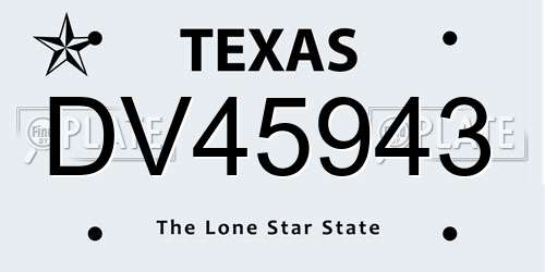 DV45943 Texas License Plate