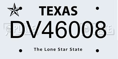 DV46008 Texas License Plate