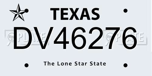 DV46276 Texas License Plate