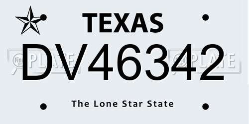 DV46342 Texas License Plate