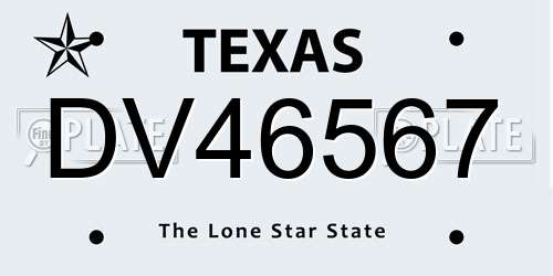 DV46567 Texas License Plate