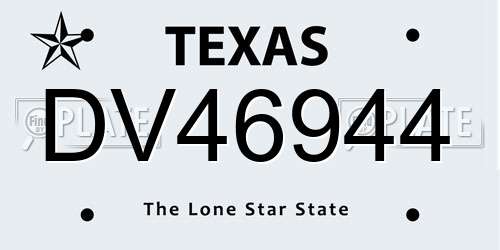 DV46944 Texas License Plate