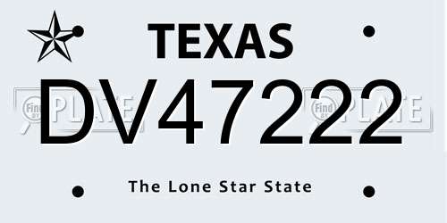 DV47222 Texas License Plate
