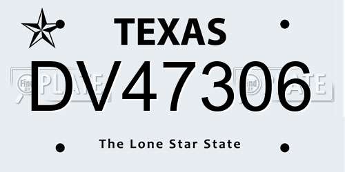 DV47306 Texas License Plate