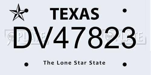 DV47823 Texas License Plate
