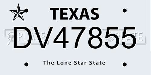 DV47855 Texas License Plate