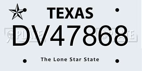 DV47868 Texas License Plate