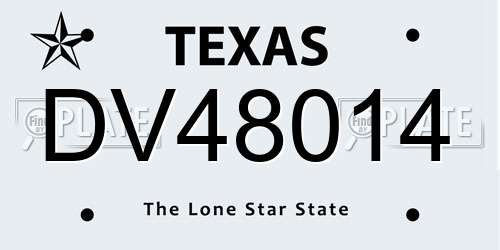 DV48014 Texas License Plate