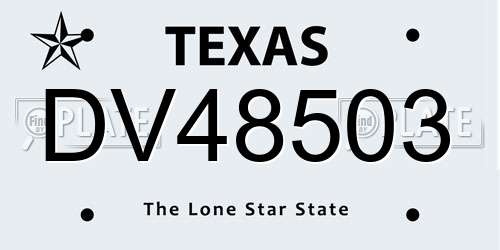 DV48503 Texas License Plate