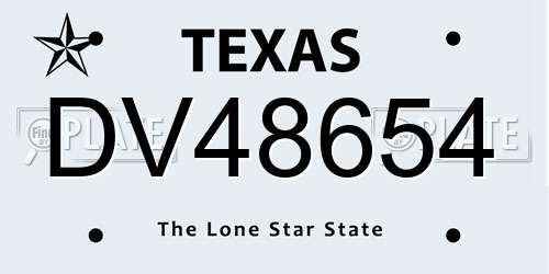 DV48654 Texas License Plate