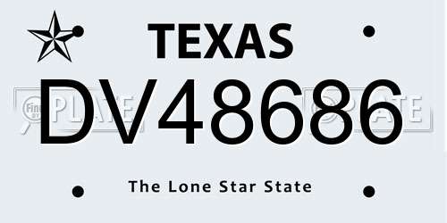 DV48686 Texas License Plate