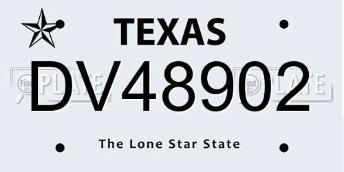 DV48902 Texas License Plate