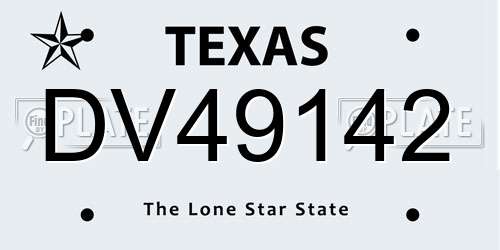 DV49142 Texas License Plate