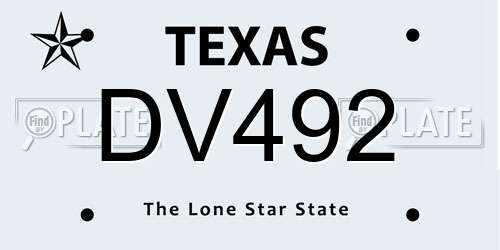 DV492 Texas License Plate