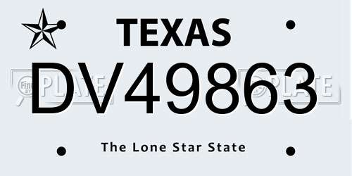 DV49863 Texas License Plate