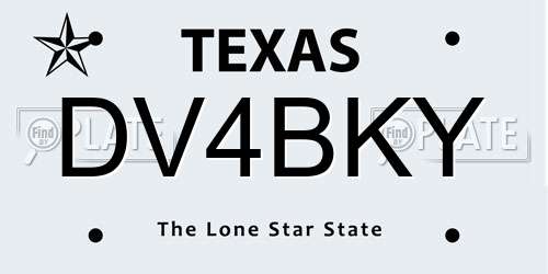 DV4BKY Texas License Plate
