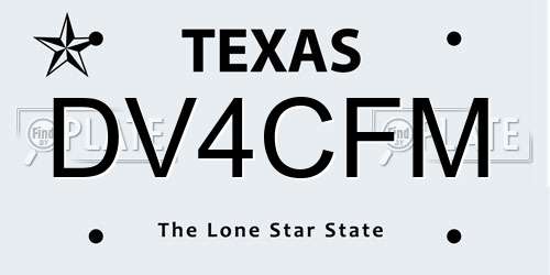DV4CFM Texas License Plate