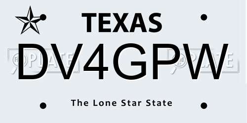 DV4GPW Texas License Plate