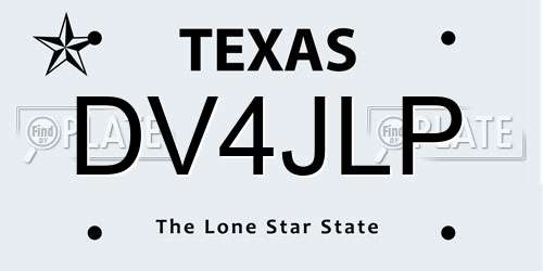 DV4JLP Texas License Plate