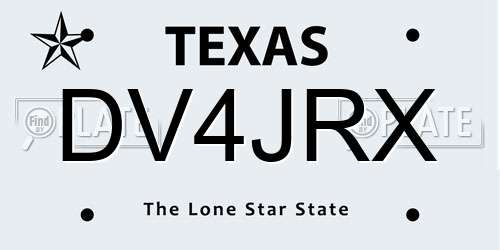 DV4JRX Texas License Plate