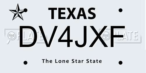 DV4JXF Texas License Plate