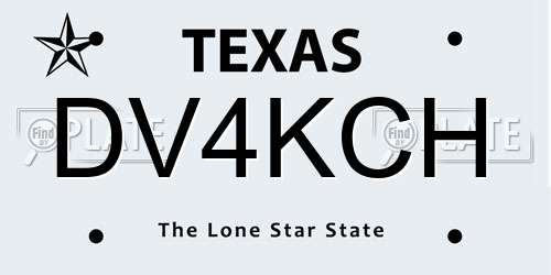 DV4KCH Texas License Plate