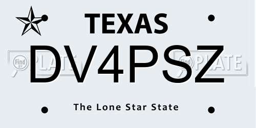 DV4PSZ Texas License Plate