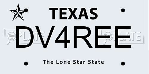 DV4REE Texas License Plate
