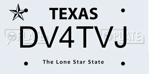 DV4TVJ Texas License Plate