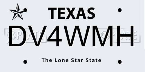 DV4WMH Texas License Plate