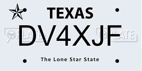 DV4XJF Texas License Plate