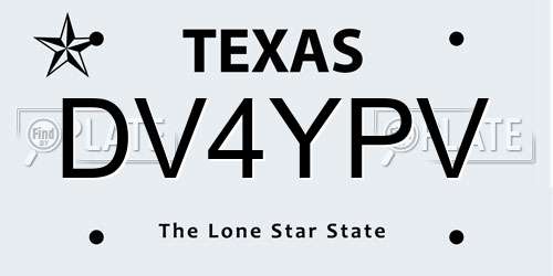 DV4YPV Texas License Plate