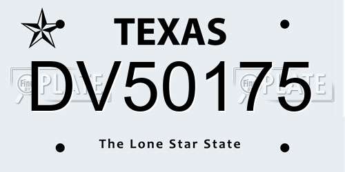 DV50175 Texas License Plate