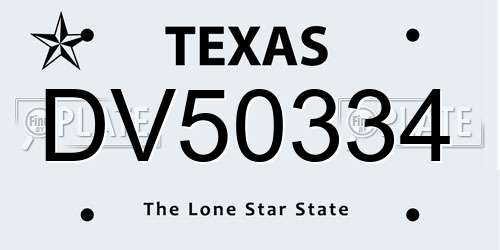 DV50334 Texas License Plate