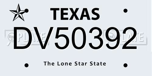 DV50392 Texas License Plate