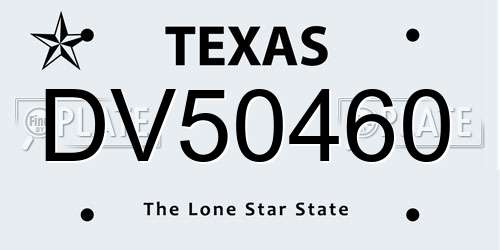DV50460 Texas License Plate