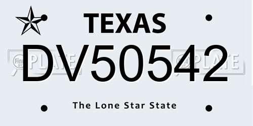 DV50542 Texas License Plate