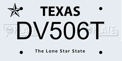DV506T Texas License Plate