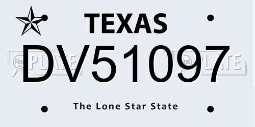 DV51097 Texas License Plate