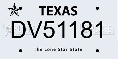 DV51181 Texas License Plate