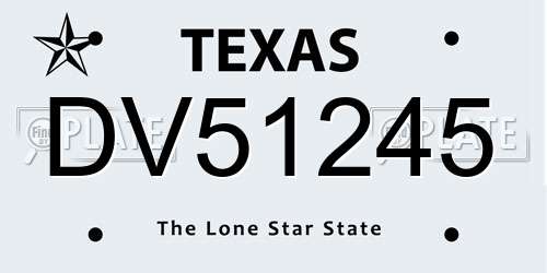 DV51245 Texas License Plate