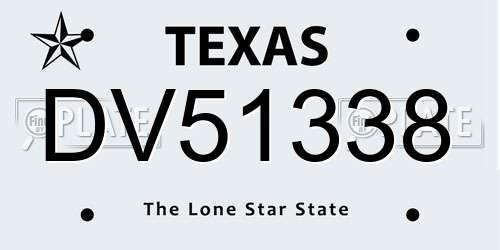 DV51338 Texas License Plate
