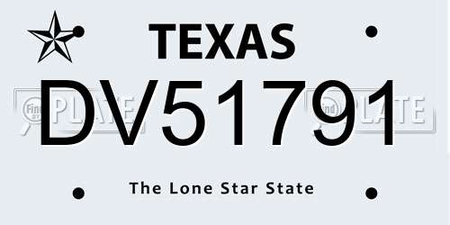 DV51791 Texas License Plate