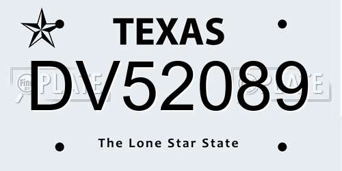DV52089 Texas License Plate